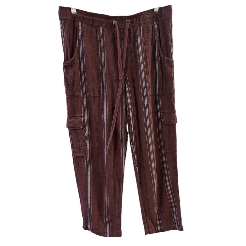 Sanctuary X Anthropologie Linen Rayon Cropped Cargo Pants Sz M Boho Lagenlook